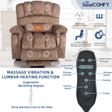 SOCIALCOMFY Large Tall Man Power Lift Recliner Chair with Massage & Heat, Dual Motor Lay Flat Electric Lift Sleeper Recliner w/Extended Footrest, Lumbar Pillow, USB & Type-C Ports, Pocket,Plush Brown SOCIALCOMFY