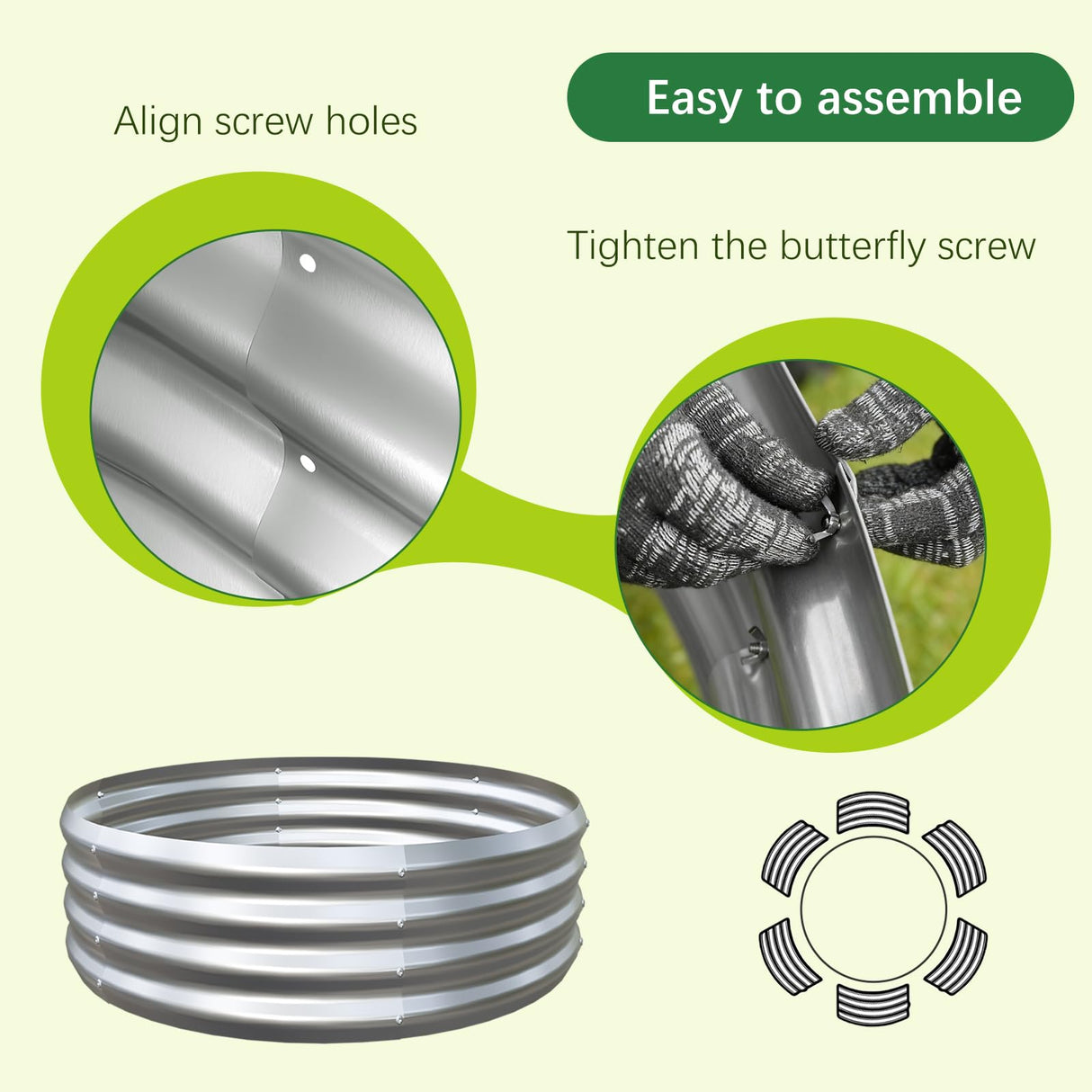 Mycovire 2PCS 2X2X1 Round Galvanized Garden Bed kit for Vegetables/Herbs/Flowers Mycovire