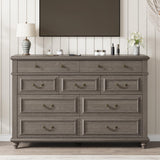 Jocoevol Farmhouse Dresser for Bedroom 9 Drawer Dresser with Deep Drawers, Tall Grey Big Large Wooden Chest of Drawers for Living Room, Hallway, Entryway (Grey, 9 Drawer) Jocoevol