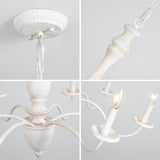 6-Light Chandelier Farmhouse Chandeliers for Dining Room Lighting Fixture, French Country White Chandelier Brown White Wood Chandeliers for Living Room Bedrooms Dining Room Foyer YLCHYTDZSW