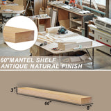 ROOMTEC Fireplace Mantel,60" Wood Floating Fireplace Shelves,Wall Mounted Wooden Display Shelving,Handcrafted Wood Brack,Natural Mantels Over Fireplace | 60" x 8" x 3"-Aged Oak ROOMTEC