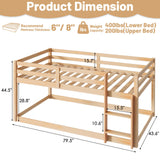 LUKEEHOM Twin Over Twin Low Profile Bunk Bed with Ladder - Ideal for Kids' Rooms LUKEEHOM