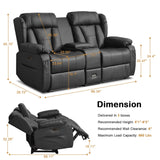 WISHDEER Power Reclining Loveseat Sofa, Loveseat Recliner Couch with Console, RV Recliners for Travel Trailers, Home Theater Seating with Cup Holders/LED/Drawer/USB/USB C (Black) WISHDEER