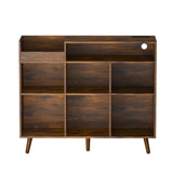 Cozy Castle Large Record Player Stand, Vinyl Storage Cabinet Mid Century Modern Turntable Stand Media Console Table Open Shelf Cube CD Album Holder Organizer for Living Room, Office, Rustic Brown Cozy Castle