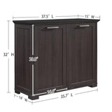 Smhxo Tilt Out Trash Cabinet, Wooden Kitchen Trash Can Cabinet with Deodorising Function, 2 * 10 Gallons Hidden Laundry Sorter Cabinet, Pure Dark Brown Smhxo