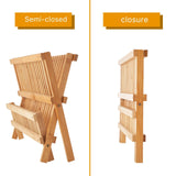 Worthyeah Bamboo Dish Drying Rack, 2 Tier Collapsible Dish Rack with Utensil Holder, Wooden Dish Drying Rack for Kitchen Counter, Large Folding Drying Holder, Dish Drainer Worthyeah