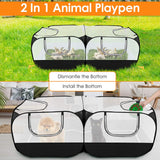 SlowTon Small Animals Playpen, Portable Large Chicken Run Coop with Detachable Bottom Breathable Transparent Mesh Walls, Foldable Pet Enclosure for Puppy Kitten Rabbits Indoor Outdoor SlowTon