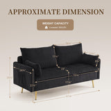 Furnimart 2-Seater Storage Loveseat for Small Spaces, 62“ Corduroy Couch with Removable Cushion Cover and Metal Leg for Bedroom, Apartment, Tiny Homes and Lofts, Black Furnimart