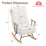 VECELO Wide Rocking Chair Nursery, Oversized Upholstered Glider with High Backrest and Padded Cushion, Teddy Fabric, Beige VECELO
