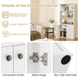 Tangkula 5 Tier Bookcase with 2-Door Cabinet, Tall Freestanding Bookshelf with 4 Open Shelves & 1 Cabinet, Adjustable Shelf, Modern Display Storage Cabinet for Living Room Study (White, 61" H) Tangkula