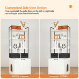 DWANTON Litter Box Enclosure with 3 Storage Shelves and 2 Drawers, 2-in-1 Hidden Cat Litter Box Enclosure Furniture with Shelf, Reversible Entrance, Washable Drawers, 61.8-Inch, White Dwanton