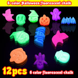 Fullhawl 12 Pcs 6 Color Halloween Chalk Ghost Glow in the Dark UV Neon Sidewalk Chalk Black Light Party Supplies for Halloween Party Gifts Painting Drawing on Chalkboard Playground Fullhawl