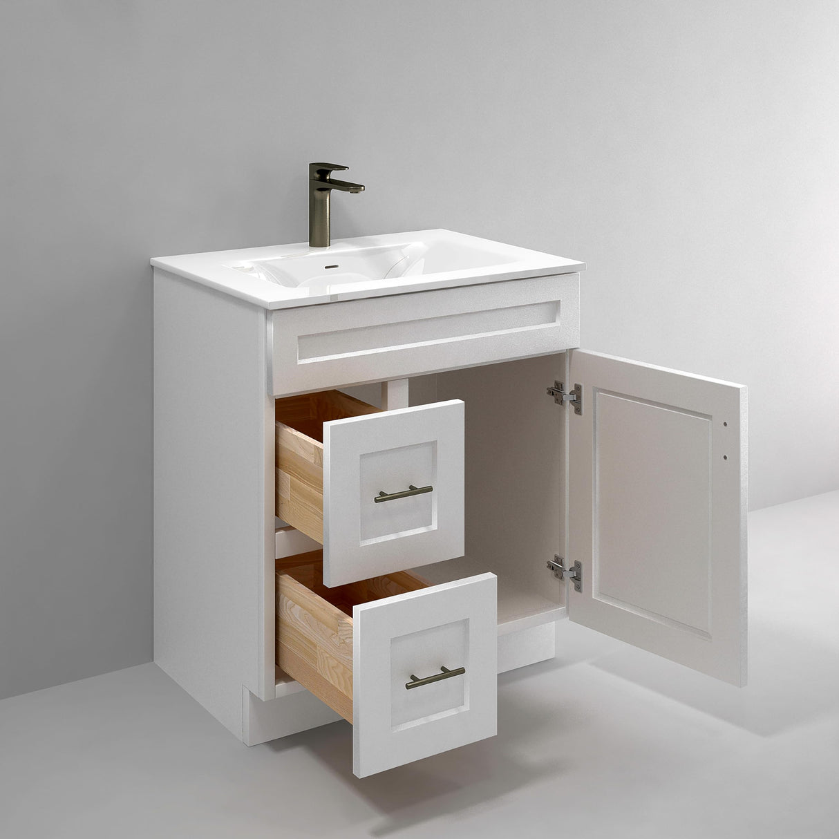 White Shaker Sink Base Bathroom Vanity with Drawers 30" Ready-to-Assemble Cabinet WoodArtSupply