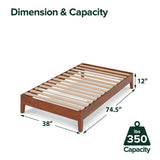 ZINUS Wen Deluxe Wood Platform Bed Frame, Solid Wood Foundation, Wood Slat Support, No Box Spring Needed, Easy Assembly, Twin Zinus