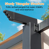 Warmally 10'x10' Outdoor Retractable Pergola, Aluminum Frame Patio Pavilion with Sun Shade Canopy Cover, Sun Shelter Gazebo for Deck, Porch, Garden, Lawn (Beige) Warmally