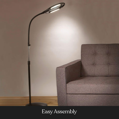 Brightech LightView Pro Magnifying Floor Lamp - Hands Free Magnifier with Bright LED Light for Reading - Work light With Flexible Gooseneck - Standing Mag Lamp Brightech