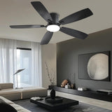 Ayaoty Ceiling Fans with Lights, 52 inch Low Profile Ceiling Fan with Light and Remote Control, Flush Mount, Reversible Motor, Dimmable, Noiseless, Black Ceiling Fan for Bedroom, Indoor/Outdoor Use Ayaoty