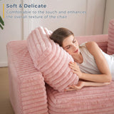 MAXYOYO Bean Bag Chair, Two-Seat Bean Bag Sofa with Pillows and Armrests for Adults, Upholstered Loveseat Floor Sofa Couch Fluffy Chair Bean Bag Couch for Bedroom Living Room, Pink MAXYOYO