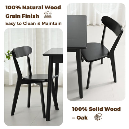 DELAVIN Soild Wood Dining Chairs Set of 4, Farmhouse Oak Wood Kitchen Chairs, Mid Century Modern Dining Room Chairs, Stackable Dining Chairs, Black - WoodArtSupply