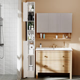 MOHOPE Narrow Bathroom Storage Cabinet - Tall Bathroom Cabinet with 2 Doors and Adjustable Shelves, Open Compartments, Slim Freestanding Cabinet for Small Space and Toilet, White ﻿ MOHOPE