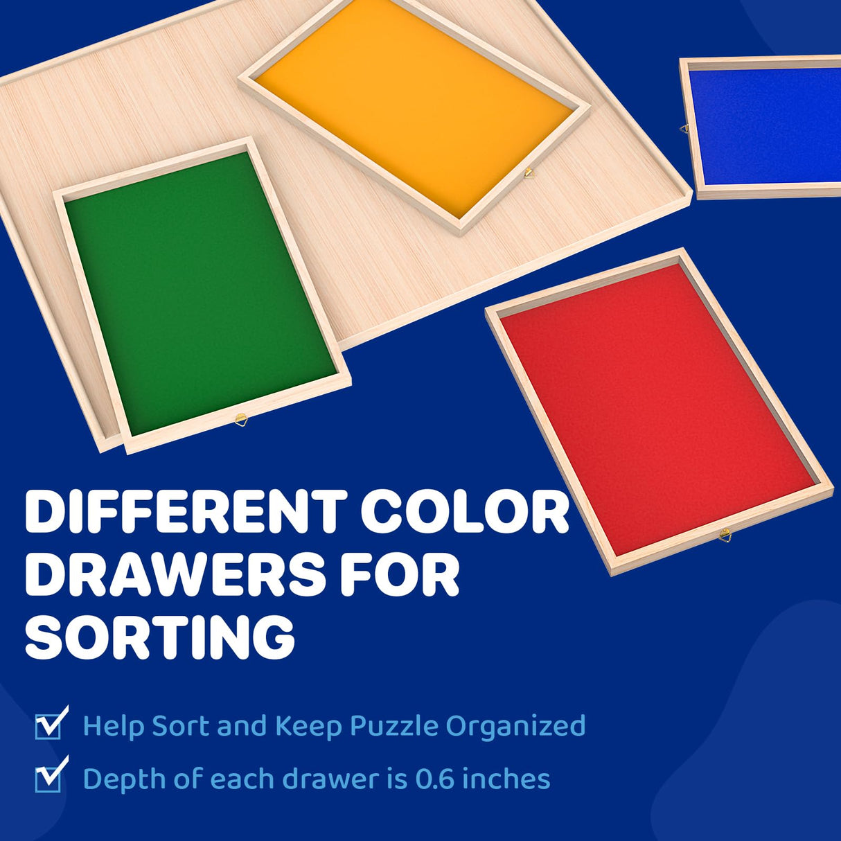 Rotatable 360-Degree Wheels Puzzle Board with Drawers and Cover 1000 Pieces Lightweight Portable Wooden Puzzle Table for Adults Kids 30'' x 22'' Woodever