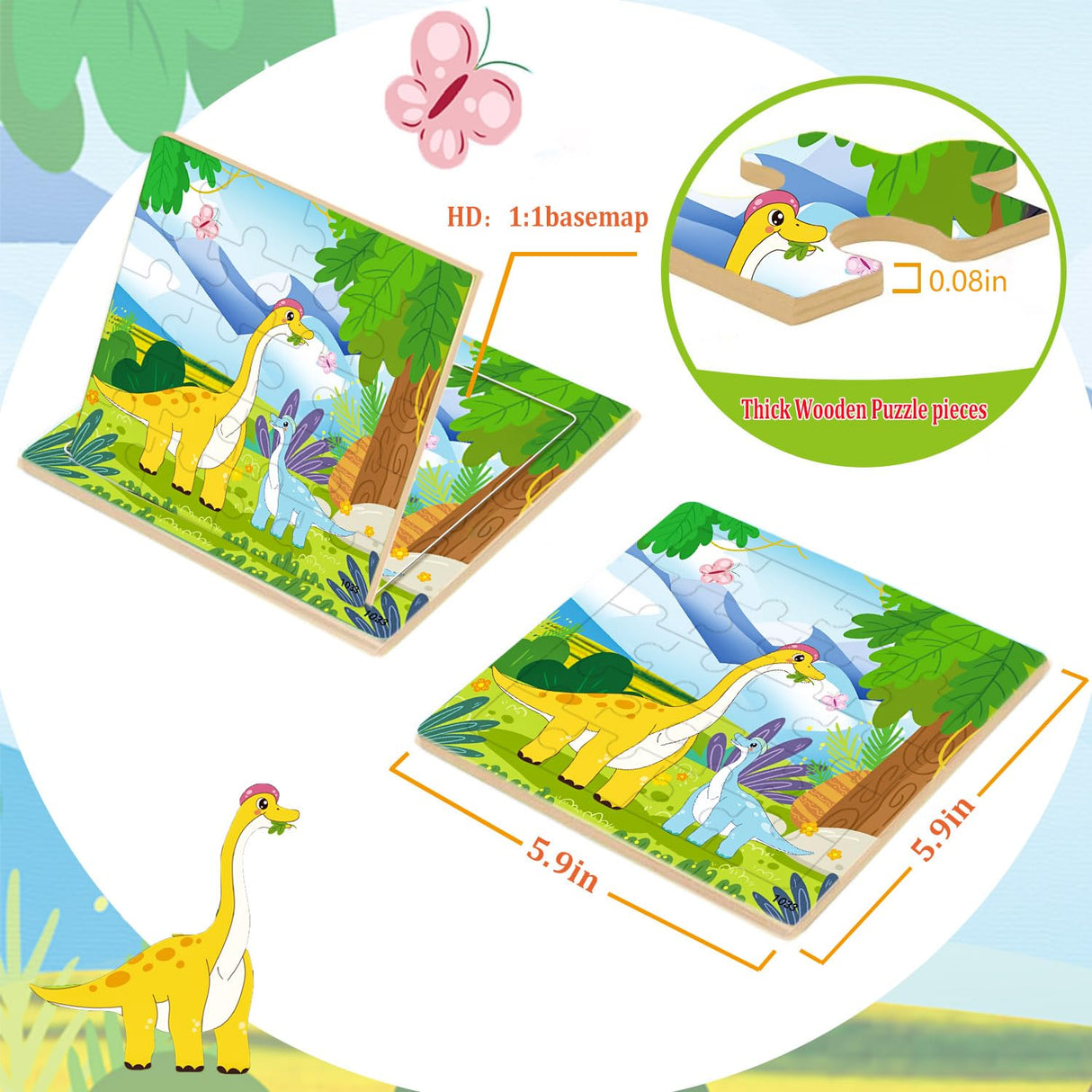 Puzzles for Kids Ages 4-6, 10 Pack of 20 Piece Wooden Jigsaw Puzzles for Toddlers Ages 3-5 Jigsaw Puzzle for Toddler Children Learning Educational Puzzles Toys for Boys and Girls. VOMYOZB