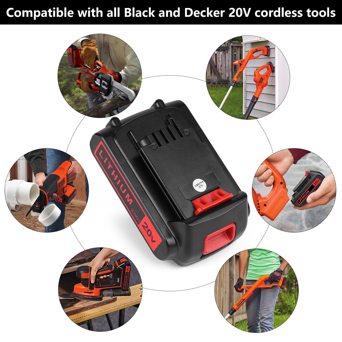 KINGTIANLE 2.5Ah 20V Max Lithium Battery Replacement for Black and Decker 20V Lithium Battery LBXR20 LBXR20-OPE LB20 LBX20 LBX4020 LB2X4020 Cordless Tools Batteries KINGTIANLE