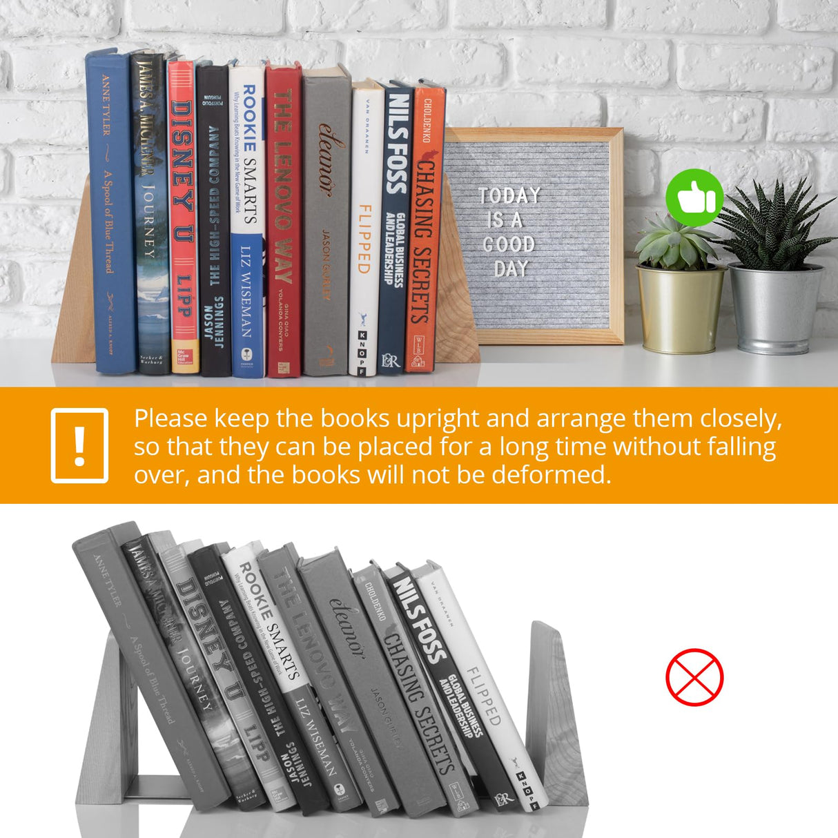 DRELIFAM Ash Wood Book Ends Heavy Duty Handmade Book Ends for Shelves Decorative Bookends to Hold Heavy Books (Ash Wood Small) DRELIFAM