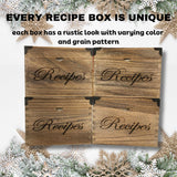 Wooden Recipe Box with Cards and Dividers - Large Rustic 4x6 Recipe Card Box, Wipe Clean Surface, Recipe Card Holder, 100 Double-Sided Cards, 20 Thick Dividers with Stickers, Charts, Complete Gift Set NIIVIIN