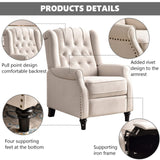 CANMOV Push Back Recliner Chair Set of 2, Elizabeth Fabric Recliner with Tufted Back Home Theater Seating w/Padded Seat and Nailhead Trim, Wooden Legs, Adjustable Single Sofa，White CANMOV