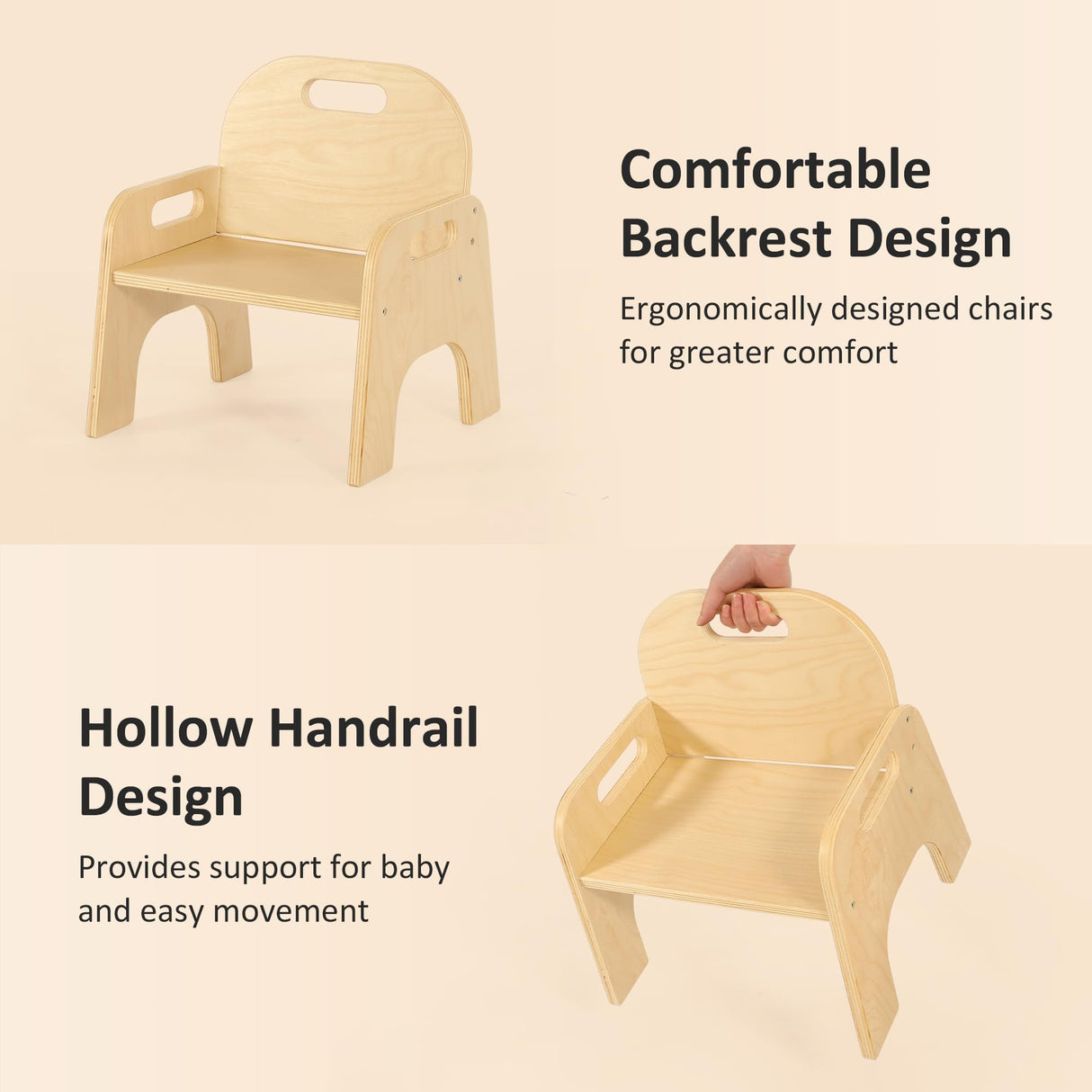 Bateso Montessori Weaning Table and Chair Set, Montessori Table and Chair Set for Toddlers, Montessori Children's Furniture for Reading, Crafts & Play, Suitable for Boys and Girls Aged 1-3 Years. Bateso