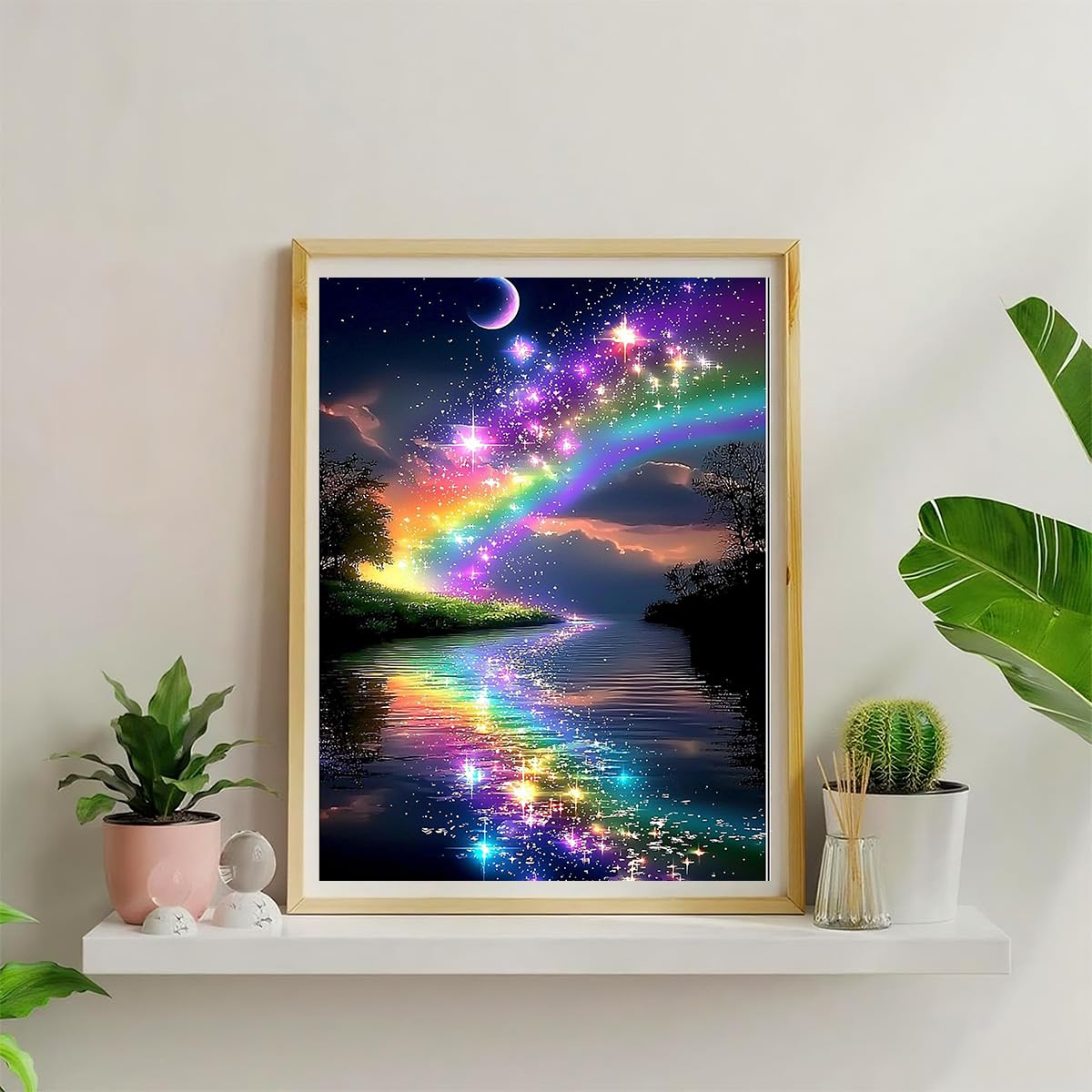 5D DIY Diamond Painting, 30x40cm Rainbow Galaxy River Starry Sky Art, Full Round Drill Craft for Adults Beginners, Dreamy Room Decor Gift Amz Camel