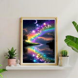5D DIY Diamond Painting, 30x40cm Rainbow Galaxy River Starry Sky Art, Full Round Drill Craft for Adults Beginners, Dreamy Room Decor Gift Amz Camel