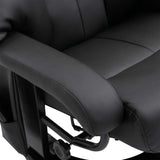 HOMCOM Massage Recliner Chair with Ottoman, 360° Swivel Recliner and Footstool, 10 Point Vibration, PU Leather Reclining Chair with Side Pocket and Remote Control, Black HOMCOM