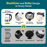 Cosori Electric Kettle, No Plastic Filter & Spout, Stainless Steel Inner Lid, Tea Kettle & Hot Water Boiler For Coffee & Tea, Water Heater & Teapot, Automatic Shut Off, Black, 1.7L/1500W COSORI