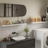 BAMEOS Floating Shelves,31 in W White Wall Mounted Wooden Shelves with Invisible Brackets Set of 2, Hanging Wall Shelves Decoration for Bedroom, Bathroom, Living Room and Kitchen BAMEOS