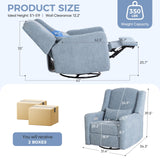 SENYUN Power Recliner Chair Swivel Glider, Large Nursery Glider w/USB Charging Port, Chenille Upholstered Rocker Recliner for Bedroom,Nursery,Living Room,1PC,Blue SENYUN