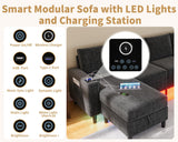 Yzyuankeji Smart Sectional Couches for Living Room, 6 Seat U/L Shaped Sectional Sofa with RGB Light/Charging, Modern Living Room Furniture for Apartments/Office/More (Dark Grey) Yzyuankeji