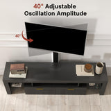 Redkey Modern TV-Stand with Mount - TV Console with 2AC Outlets - Television Stands with RGB Led Light for 70 75 80 Inch TVs - Double Cabinet - Open Glass Shelves - Pure Black Redkey