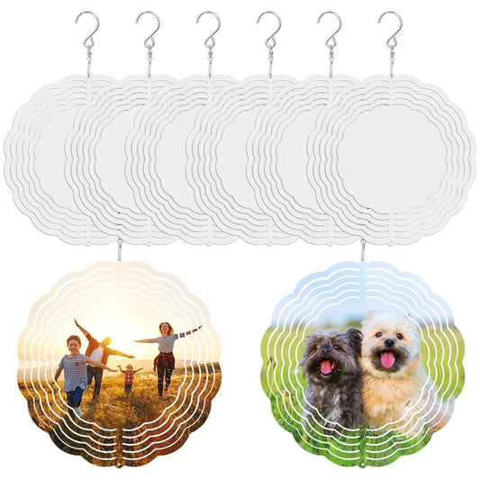 Sublimation Wind Spinner Blanks,8 Inch Wind Spinners Sublimation Blanks Products,3D Aluminum Metal Round Sublimation Wind Spinners for Indoor Outdoor Garden Yard Decoration (8 Pcs)