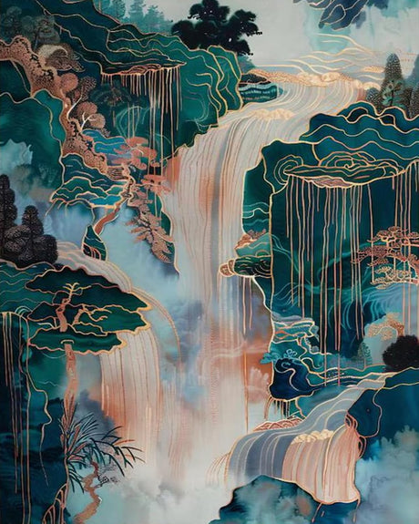 Mosaflare Paint by Numbers for Adults Beginner, Waterfall Green Landscape Adult Paint by Number Kits on Canvas, DIY Acrylic Oil Painting by Numbers for Home Wall Decor 16X20 inch (Without Frame) Mosaflare