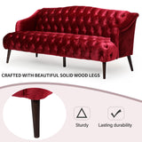 Christopher Knight Home Minxi Velvet Sofa Couch, Home Sofa Living Room with Birch Wood Legs, Comfort Modern 3 Seater Couch with Button Tufted Diamond Stitch, Luxury Chaise Lounge Chair, Wine Red Christopher Knight Home