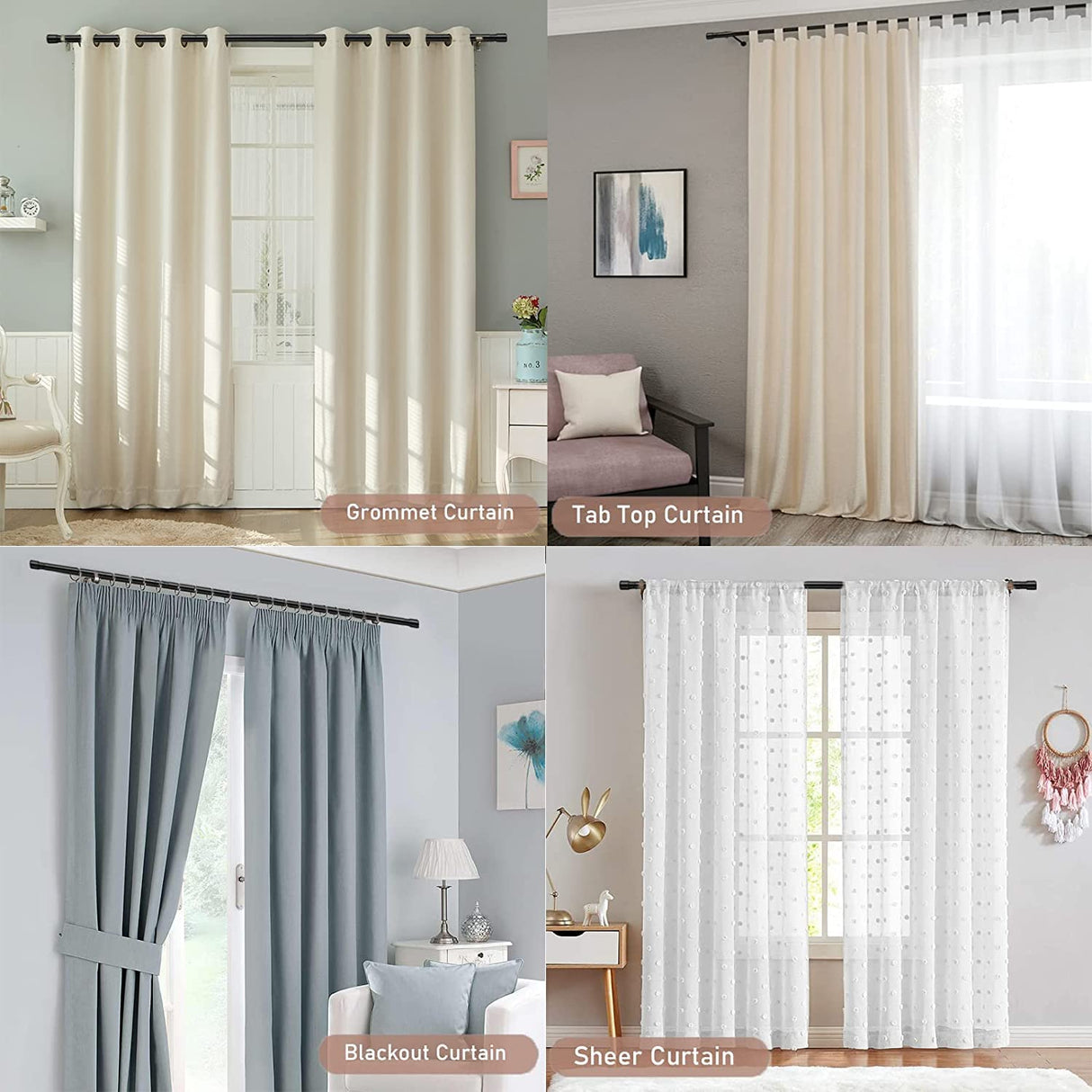 Extra Long Blackout Curtain Rods 120-inch to 175-inch - 1"Heavy Duty Adjustable Outdoor Curtain Rods for Windows,Patio Rustproof (10-14.5ft) - Black Bird Twig