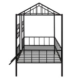 Harper & Bright Designs Metal Twin Size House Loft Bed for Kids, Low Loft Bed with Roof and Ladder, Junoir Loft Bed Twin for Girls Boys,Playhouse Bed Frame, Black Harper & Bright Designs