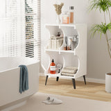 Aenuert White 4-Cube Open Bookshelf - Modern Wooden Storage Cabinet for Living Room, Bedroom, and Office Aenuert