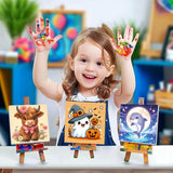 cviokrdu Halloween Paint by Numbers Kit for Kids with Frame - Wooden Easel, Ghosts Paint by Numbers for Kids Ages 4 8 12, Easy Acrylic Oil Painting Kits for Home Wall Decoration 8x8 inch cviokrdu