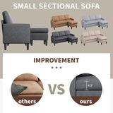 JAMFLY L Shaped Couch Sofa for Living Room, Small Sectional Sofa Couch with Breathable Fabric, Reversible Chaise, Dark Grey JAMFLY