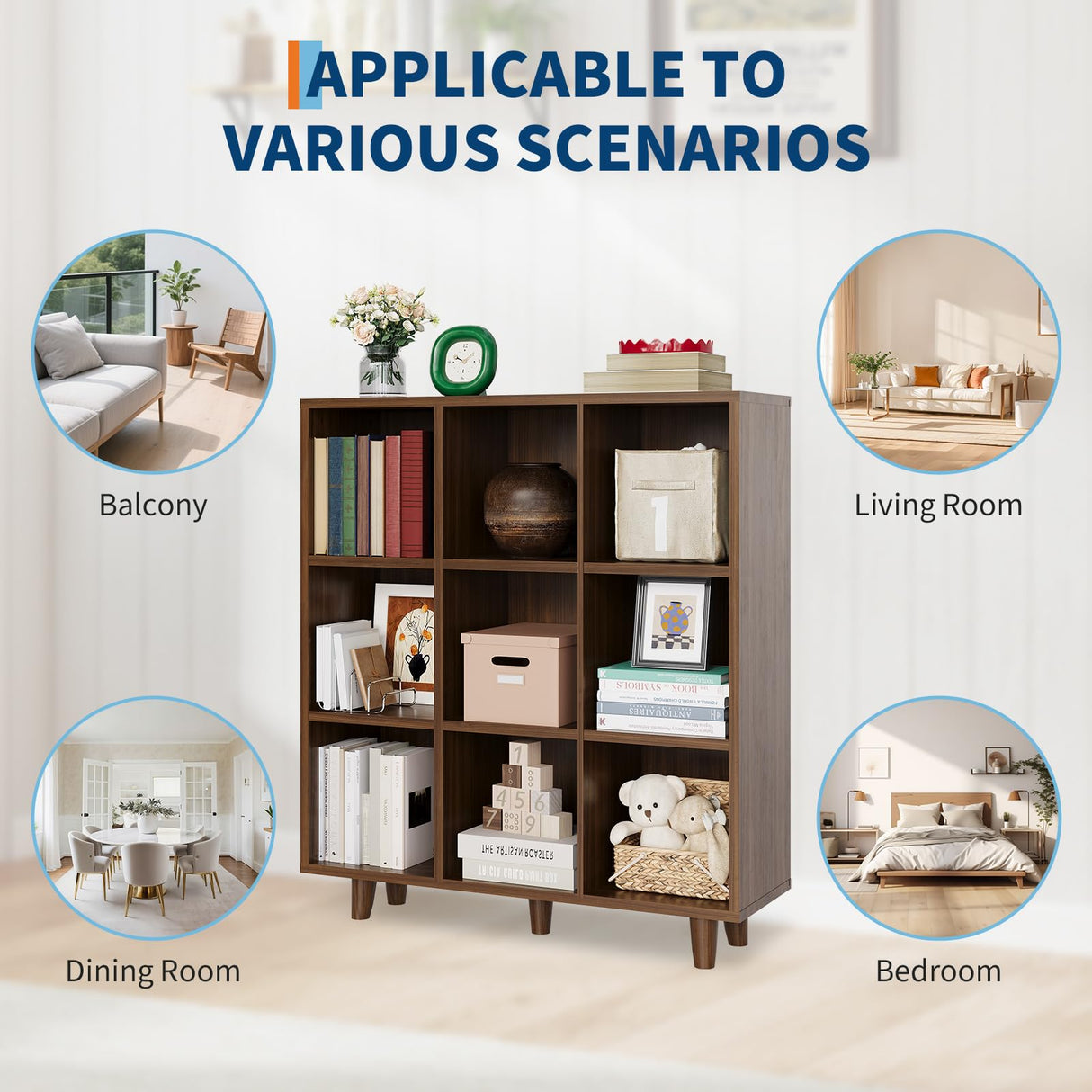 GAOMON Cube Bookshelf Organizer, Freestanding Open Bookcase with Leg Base, Modern Storage Shelf for Home Office Living Room Bedroom GAOMON