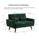 Jarenie 48.8" Small Loveseat Sofa, Mid Century Modern Love Seat Couch with Back Cushions and Wood Legs, 2 Seater Couches for Living Room, Bedroom, Small Spaces, Green Jarenie