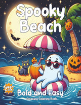 Spooky Beach Coloring Book: 40 designs for Adults and Teens Featuring Kawaii and Spooky Cute Creatures of All Kinds Bold and Easy WoodArtSupply